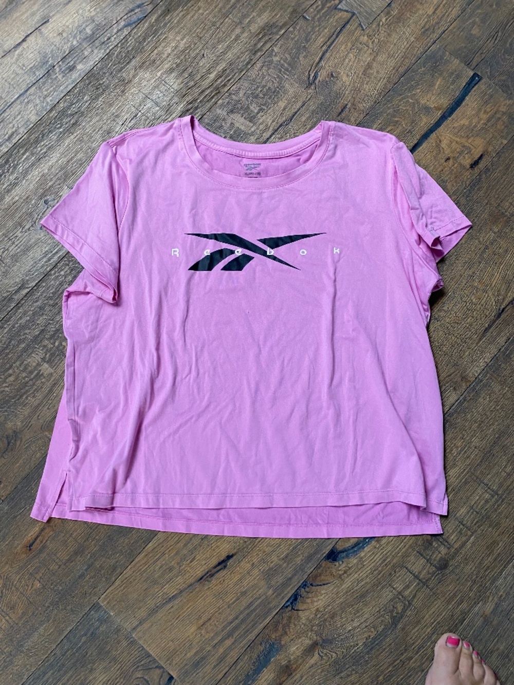 Reebok Pink Graphic Vector Logo Activewear Tee Size XL